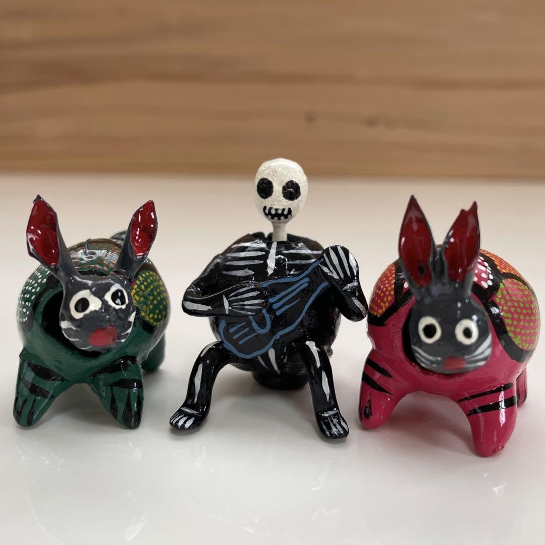 Amazon.co.jp: メキシコの民芸品 アレブリヘ 3点セット ウサギと骸骨の